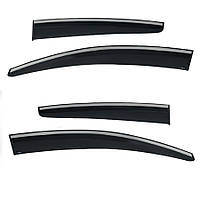 Дефлектори вікон (вітровики) з хром полосою Ford Focus 2011-2017, 4шт, SunPlex, седан/хетчбек, на скотчі