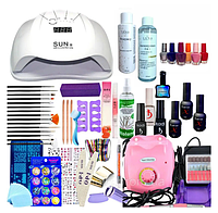 Набір для манікюру Sun X 54W, фрезер ZS-603 (манікюрний набір, гель лак, набір для нігтів, дизайн нігтів)