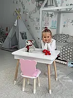 Детский стол с внутренним ящиком и стул с интересным дизайном, Столик и стульчик для обучения школьников