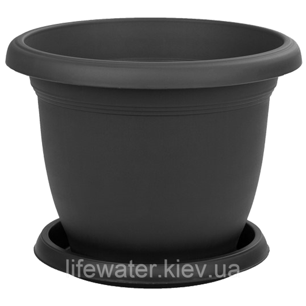 Горщик для квітів з піддоном Villa 1 л антрацитовий, фото 1