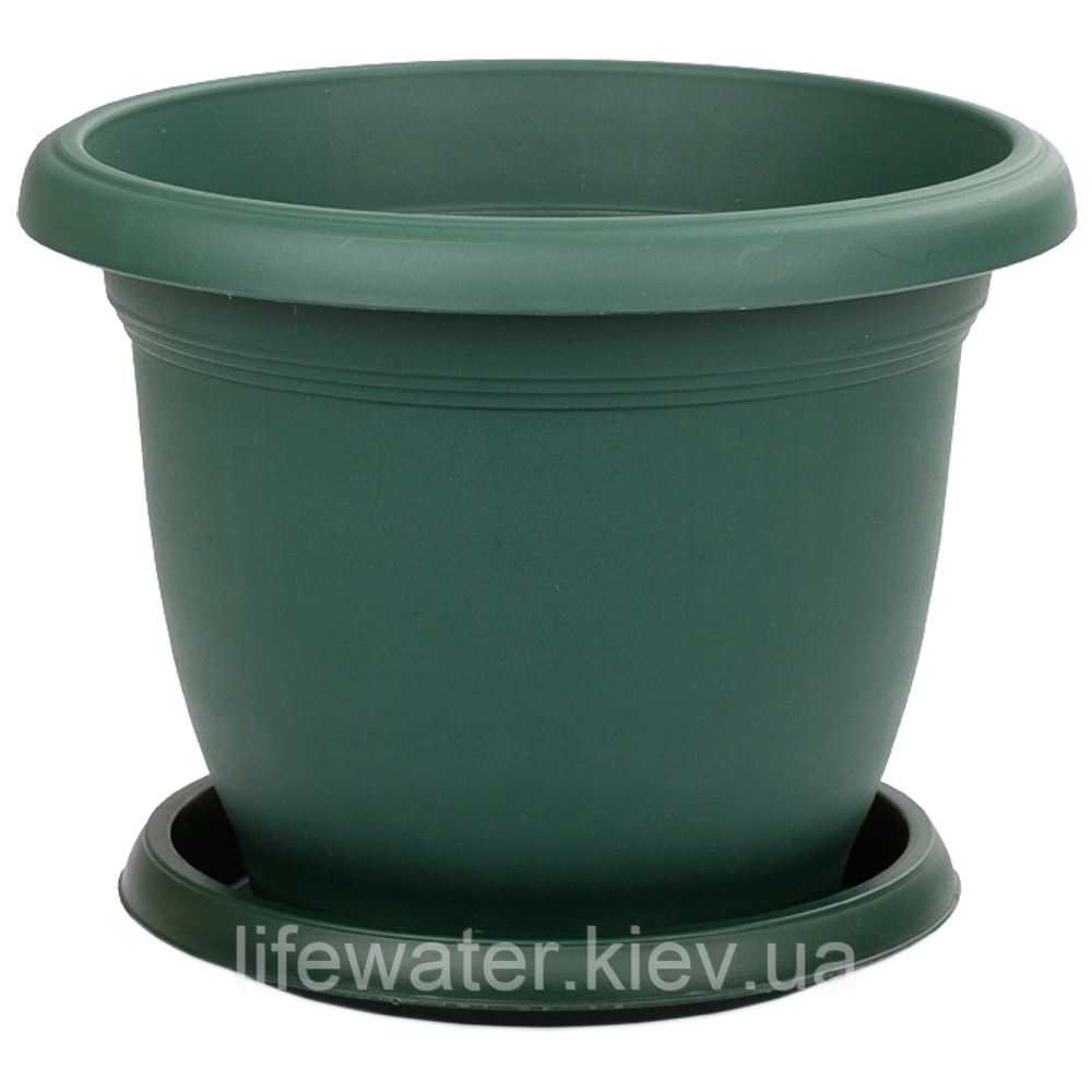 Горщик для квітів з піддоном Villa 22 л зелений, фото 1