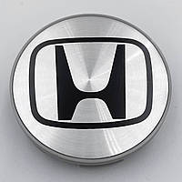 Ковпачки (заглушки) на литі диски HONDA (Хонда) 58 мм Чорний лого Сріблясті