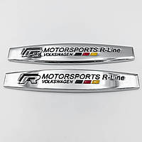 Емблема наклейка VW Volkswagen R-Line Motorsports (Фольсфаген) Хром на переднє крило (Комплект 2 шт)