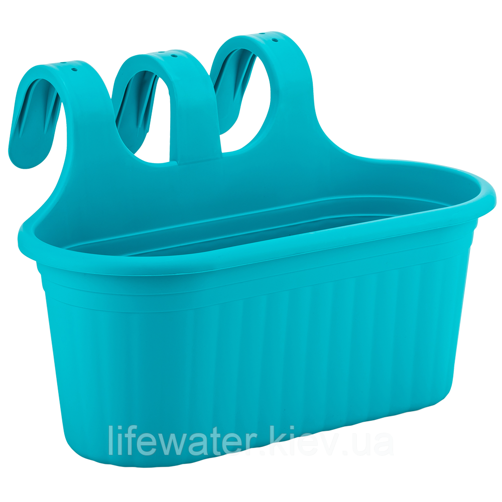 Горщик для квітів балконний підвісний Camellia 6,5 л бірюзовий, фото 1