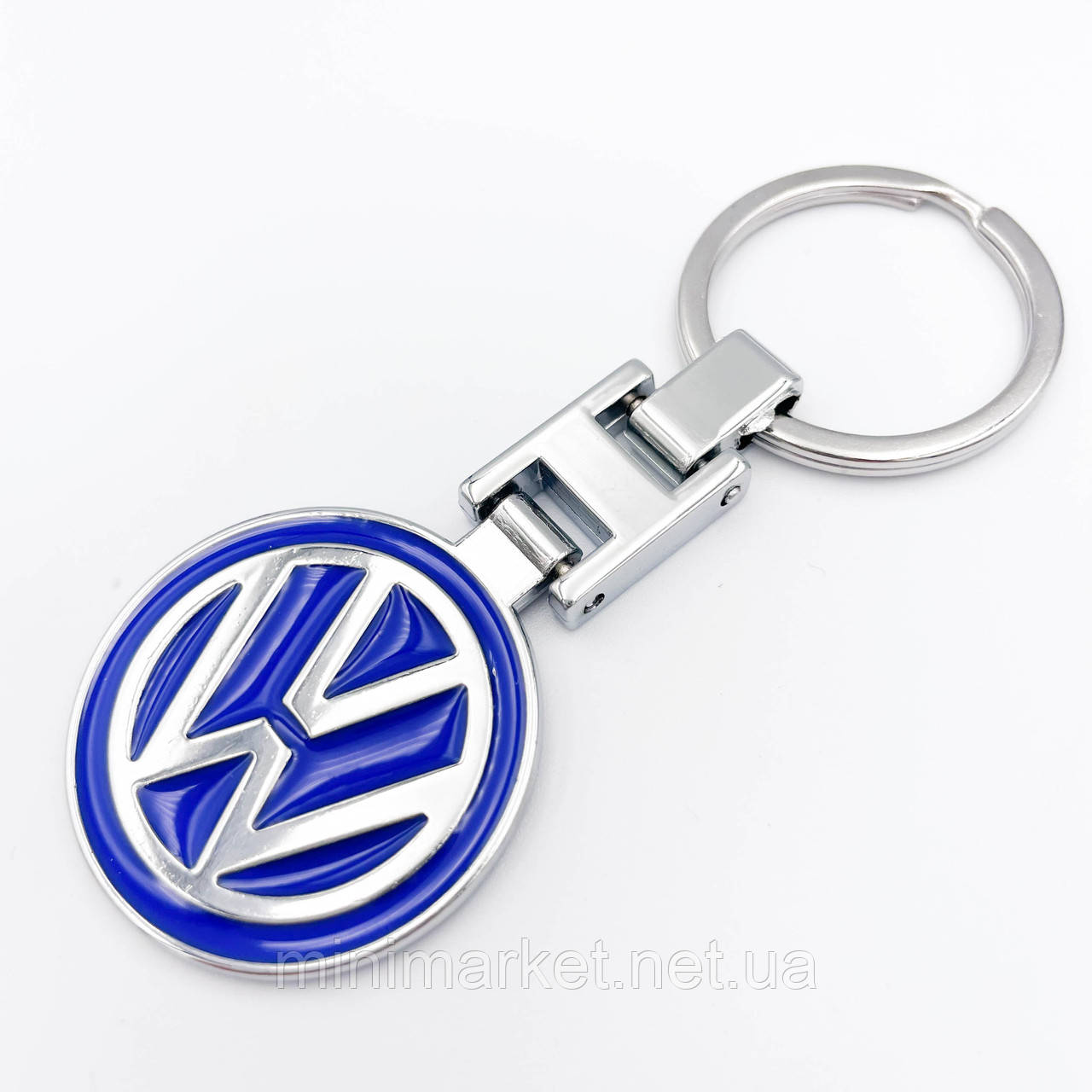 Брелок для ключів VOLKSWAGEN (Фольксваген) - Синій + лого хром