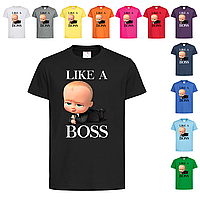 Черная детская футболка Бейби босс Like a Boss (11-17-6)