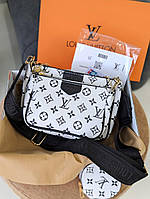 Сумка Луи Витон 3 в 1 Louis Vuitton, клатч через плече белая+ черная