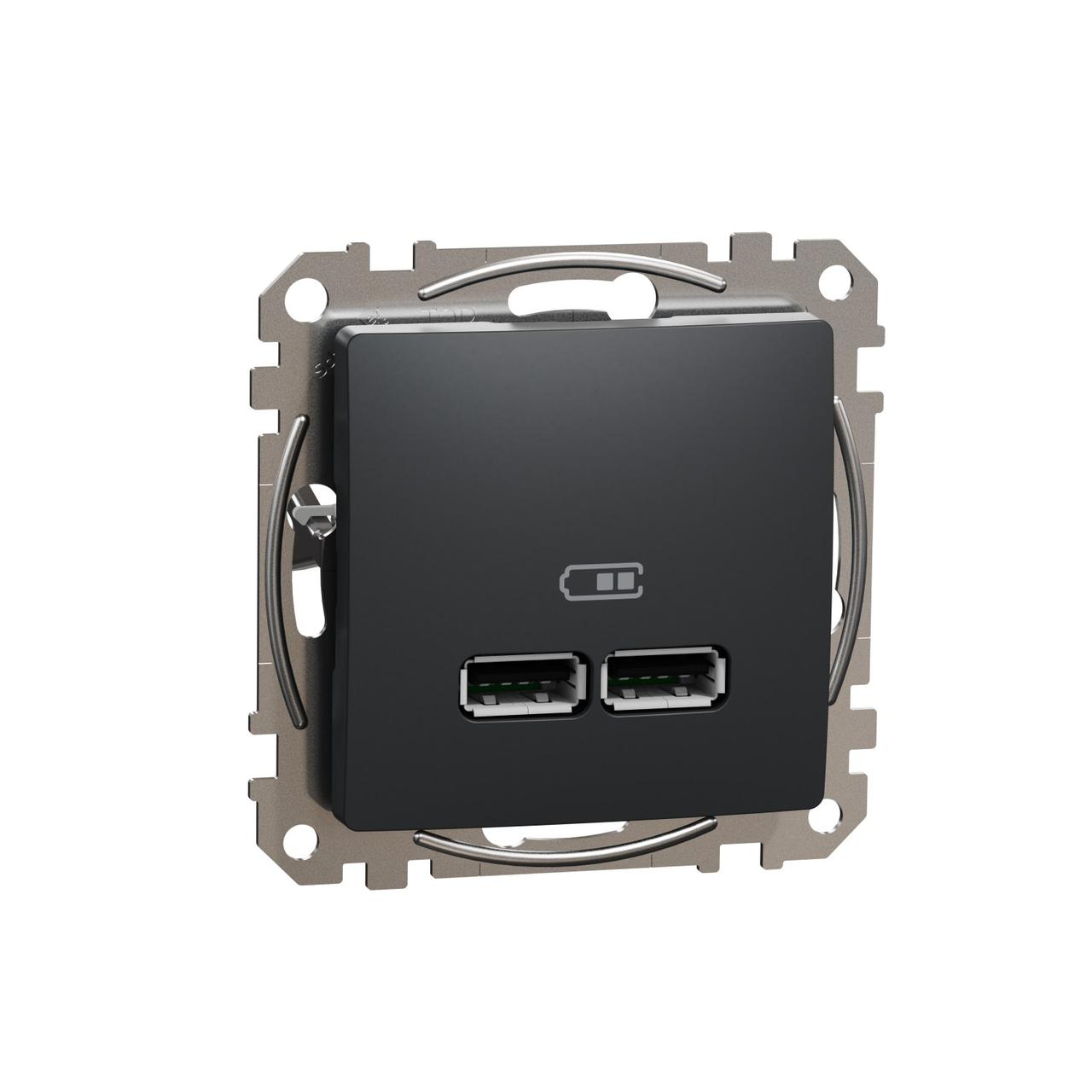 USB розетка тип A+A 2,1A Schneider Electric Sedna Design (колір - чорний)