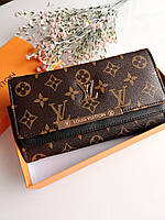 Женский кошелек Louis Vuitton коричневый + черный большой Луи Виттон