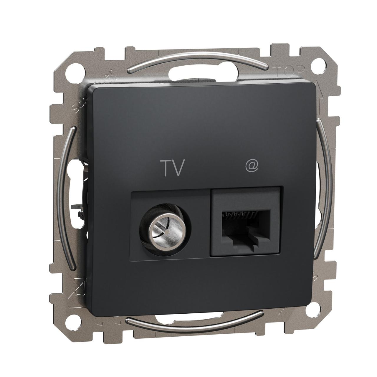 Розетка RJ45 категорія 6 UTP-TV Schneider Electric Sedna Design (колір - чорний)