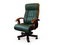 Кресло руководителя Мурано механизм мультиблок комбинированная кожа люкс темно-зеленая (Диал ТМ)