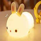 Силіконовий бездротовий LED світильник-нічник у вигляді Сплячого Кролика LK202309-29 з ефектом зміни кольору, фото 5