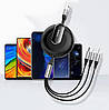 USB кабель телескопічний Kaku KSC-239 3-in-1 Type-C/MicroUSB/Lightning 1,2m - Black, фото 4