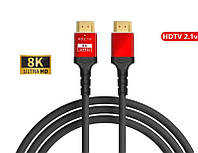 Кабель HDMI v2.1 8K 1 метр Red/Black Ultra High Speed HDR