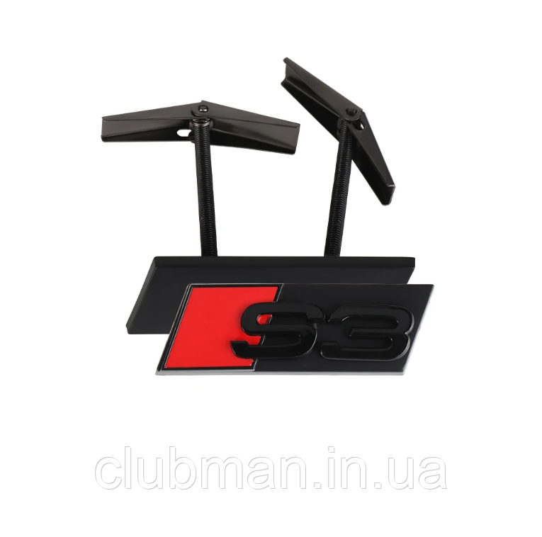 Емблема шильдік S3 AUDI (Ауди) для решітки радіатору - Чорний глянець 68х22 мм