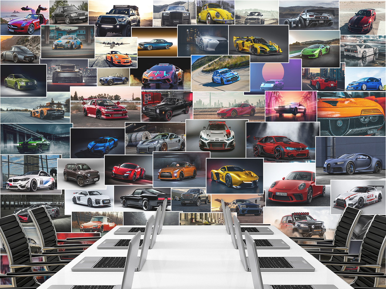 Фотошпалери 3д на стіну самоклеючі плівка Oracal в спальню, кухню, зал "Автомобільний колаж", фото 1