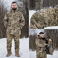 Зимовий комплект: Зимовий бушлат піксель ЗСУ з подвійним замком + Штани зимові тактичні на флісі водовідштовхувальні