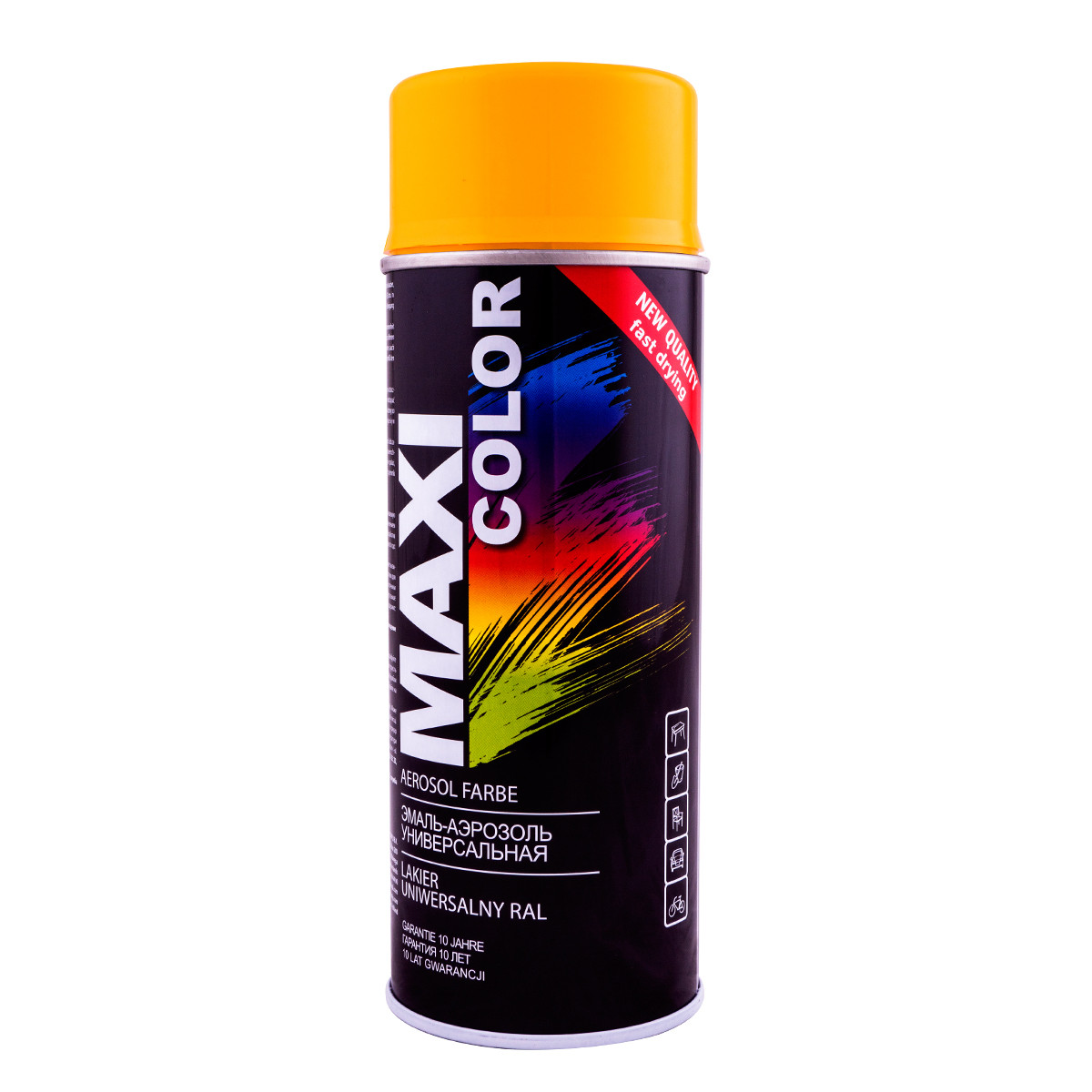 Емаль аерозольна універсальна Maxi Color RAL 1003 Сигнально-жовтий 400 мл, фото 1