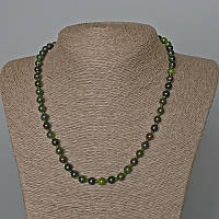 Намисто Цоїзит натуральний камінь гладка кулька d-6,5мм+- L-51см+- купити біжутерію дешево оптом в інтернеті