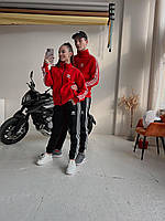 Спортивный зимний костюм унисекс Adidas ( Белый / Красный / Черный ) ( S - XXL ) Красный, S