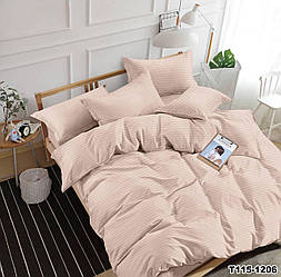 "персикова" двоспальна постільна білизна тканина мікрострайп сатин