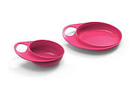 ХІТ Дня: Комбінований комплект дитячих тарілок для годування Nuvita Easy Eating 2шт від 6 місяців Рожевий