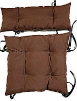 Подушка коричневая на стул с завязками 40x40