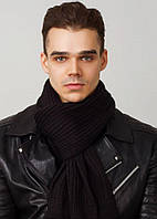 Зимний мужской вязаный шарф черный
