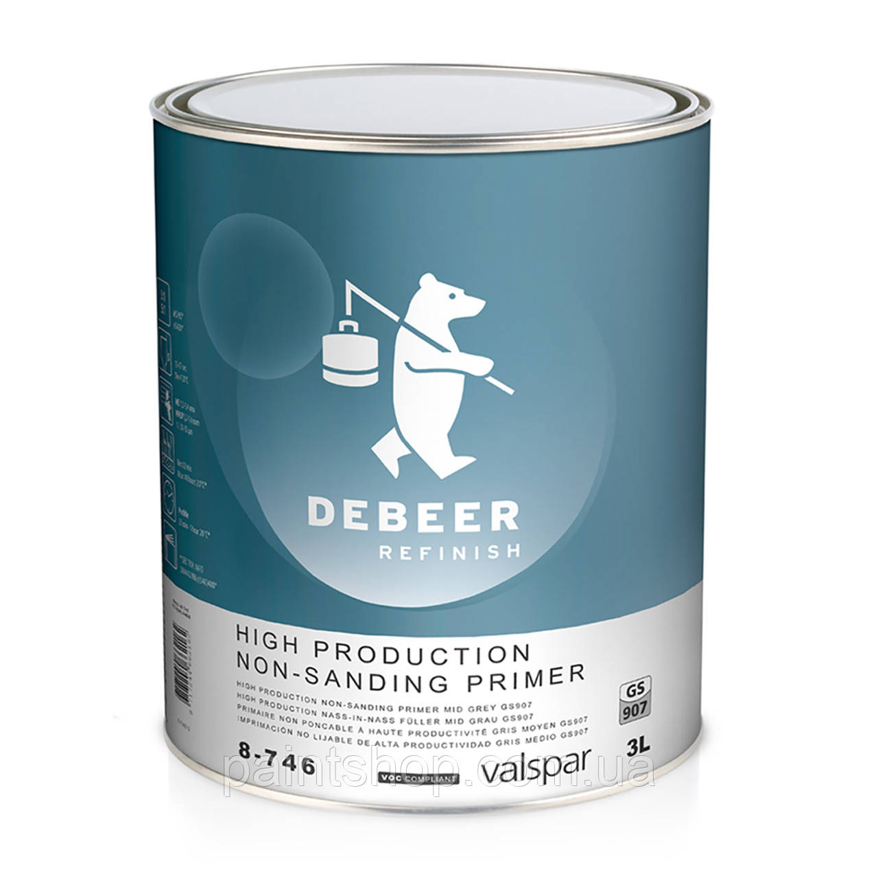 Грунт "Мокрий по мокрому" DeBeer Refinish High Production Non-sanding Primer Чорний 3 л, фото 1