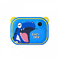 Детский фотоаппарат с печатью Динозавр Full HD, синий
