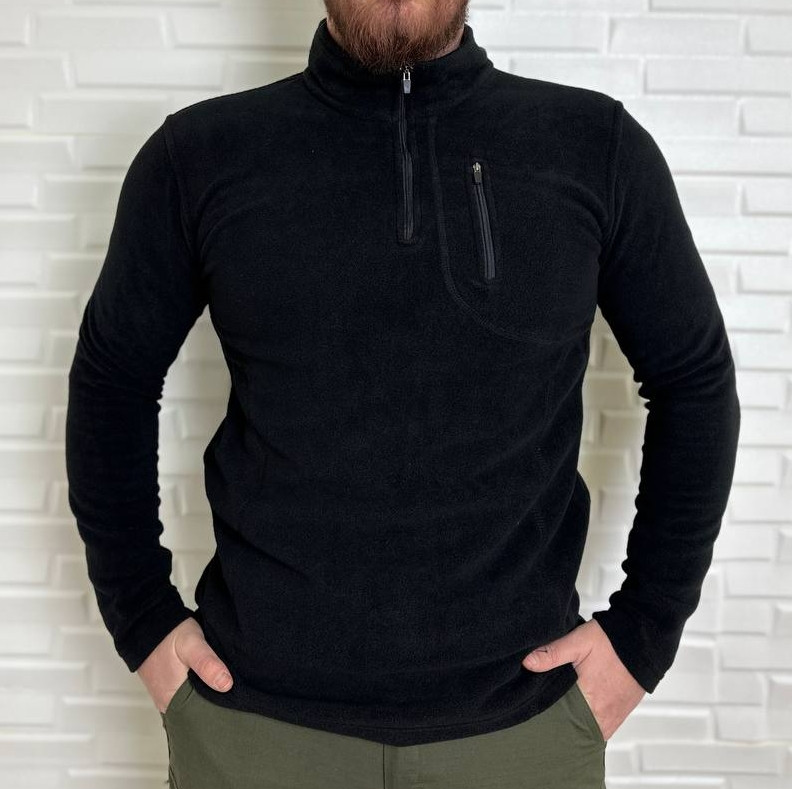 Мужская военная флисовая кофта реглан Bikatex Чорний, S