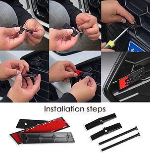 Емблема шильдік S3 AUDI (Ауди) для решітки радіатору - Чорний глянець 68х22 мм, фото 2