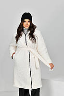 Женское пальто искусственный мех барашек с поясом 48-50; 52-54; 56-58 (3цв) "ARIADNA" от производителя