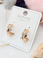 Серьги Xuping Jewelry из медицинского золота диаметр 0,6 см ×1,3 см Красивые серьги с россыпью камней