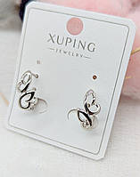 Сережки Xuping Jewelry діаметр 0,7 см × 1,3 см Сережки з медичного сплаву Красиві сережки у вигляді метеликів