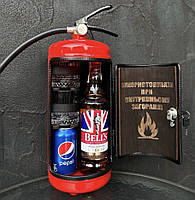 Огнетушитель бар с подсветкой и гравировкой на дверце, подарок пожарнику на юбилей, мужчине, командиру