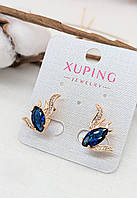 Серьги Xuping Jewelry диаметр 1,2 см × 2 см Серьги с синем камнем из фианита Серьги из медицинского золота