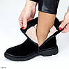 Замшеві чорні зручні зимові черевики натуральна замша стильний мінімалізм, фото 6
