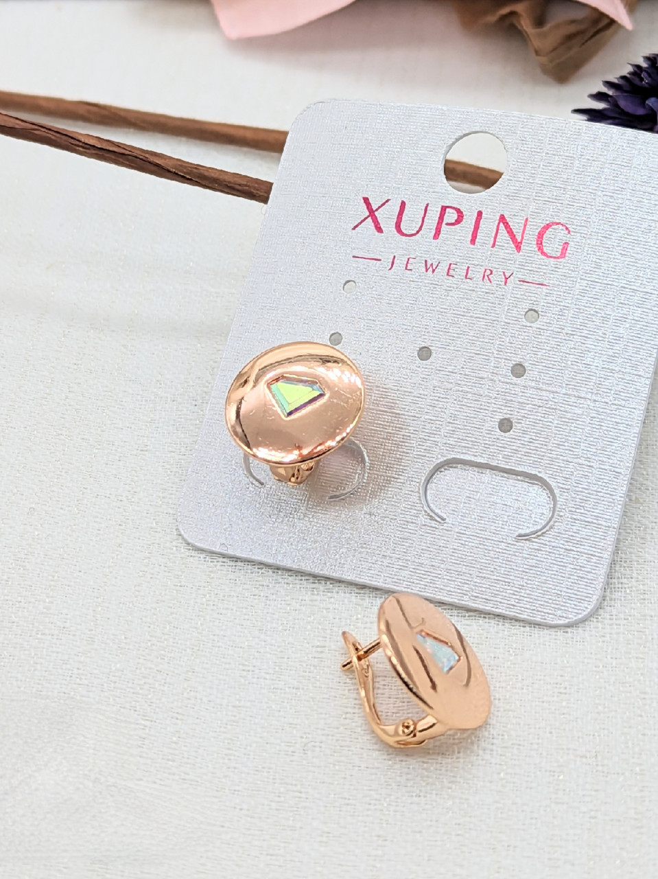 Сережки Xuping Jewelry з фіанітом Медичне золото Сережки для жінок Прикраси на вушка Сережки кільце