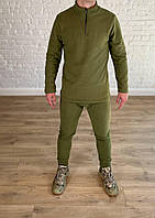 Костюм мужской флисовый военный хаки пуловер + брюки, теплый зимний флисовый костюм