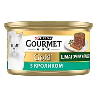 Консервований корм Purina Gourmet З кроликом. Кусочки у паштеті. Консервований порційний повнораціонний корм д