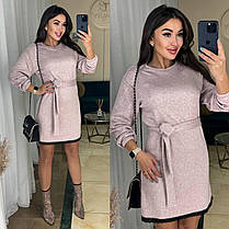 Плаття з довгим рукавом і поясом низ з мереживом ангора, фото 5