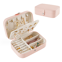 Шкатулка-органайзер для бижутерии, мини бокс для украшений, коробочка-футляр розовая 16х11х5 см