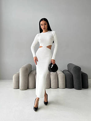 В'язане силуетне плаття максі з вирізами на боках і розрізом ззаду, фото 1