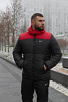 Зимова куртка "Європейка" червоно-чорна хорошее качество