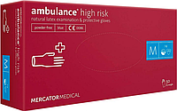 Перчатки латексные Mercator Medical Ambulance High Risk повышенной прочности Синие 50 шт. размер M