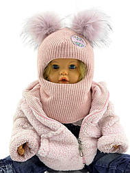 Дитяча шапка шолом тепла з флісом дитячі головні убори рожевий (ШДТ348)