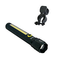 Мощный LED фонарь BL-C73-P50 COB с креплением на велосипед KK-03 фонарик ручной с USB зарядкой (TS)