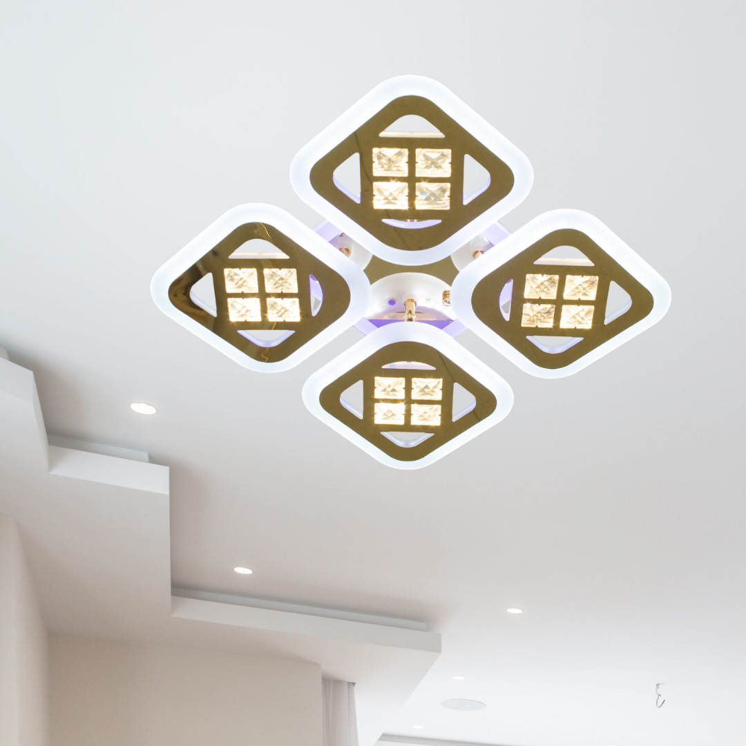 Led Люстра в невелику кімнату Diasha 95W до 20 м² колір Золотистий AS8190/4G 3color, фото 1