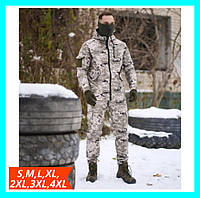 Зимовий військовий теплий чоловічий тактичний костюм мультикам, Чоловічий білий комплект форми піксель для військових